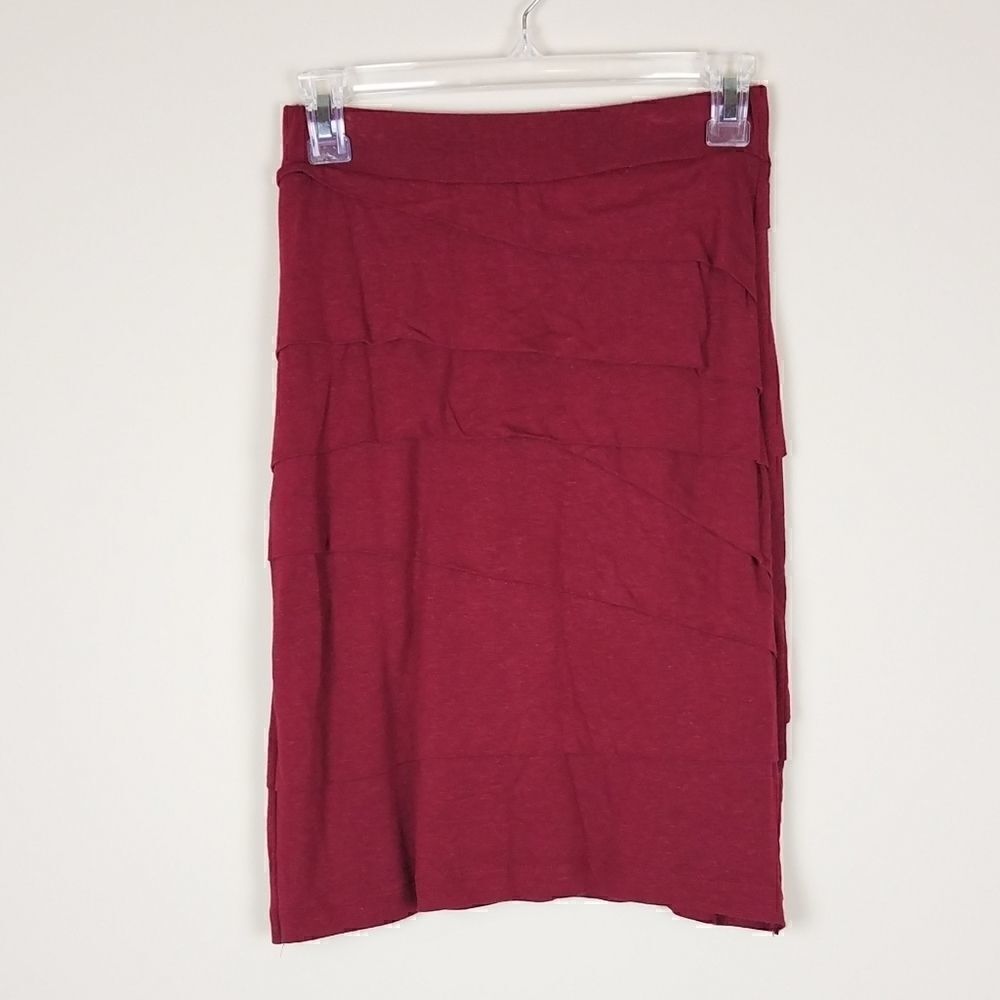 Bordeaux Anthropologie Wine Ruffle Skirt